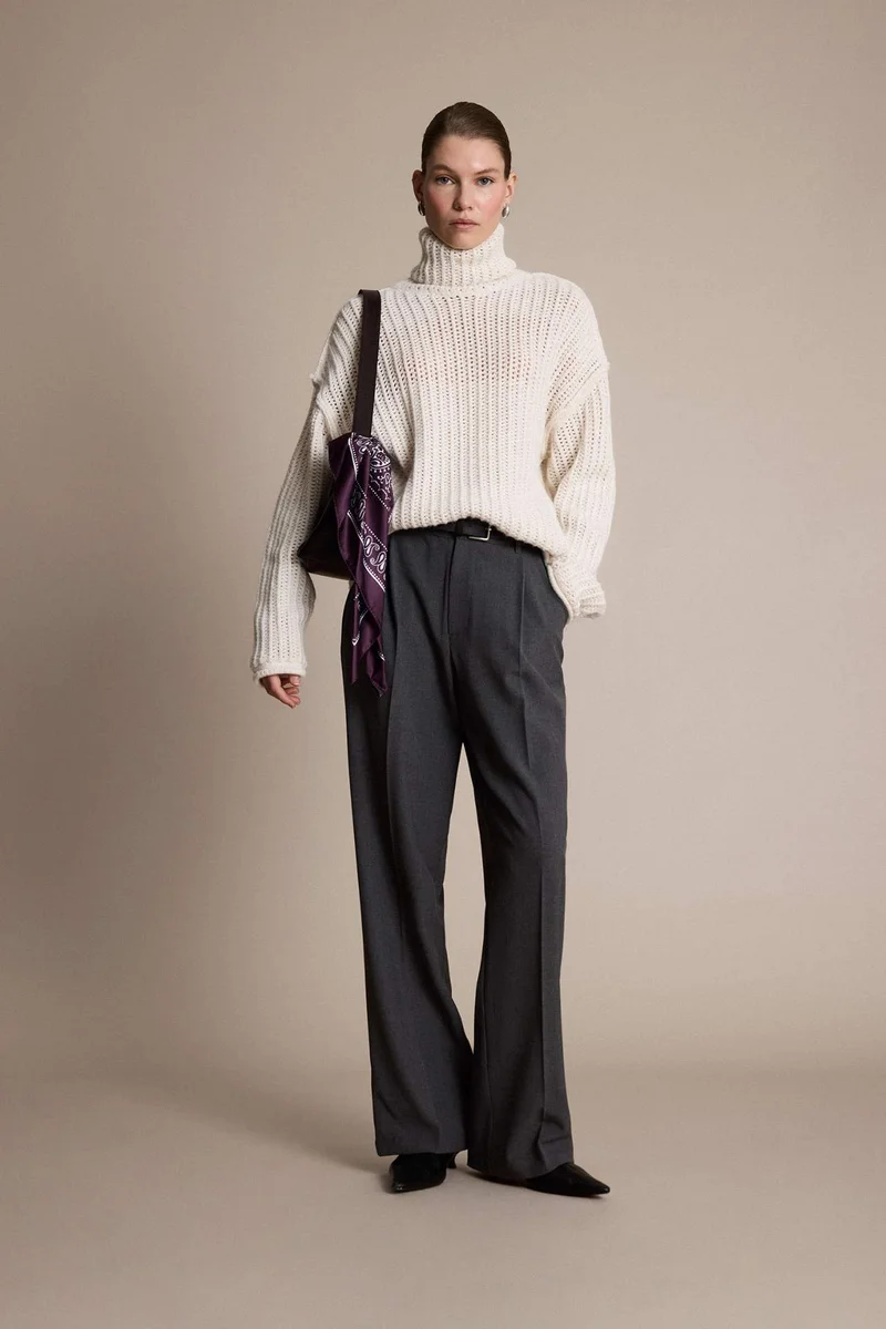 ديفاكتو Wide Leg High Waist Straight Leg Trousers