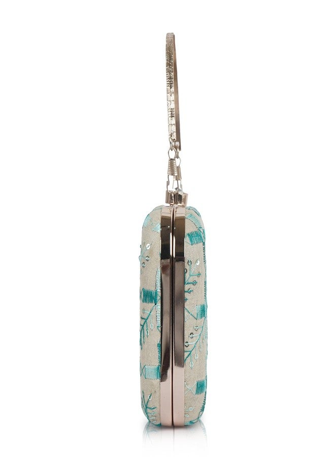 NORVE PU Metal Classy Elegant Embroidery Unique Design Crossbody Side Clutch Purse For Women - Image 5