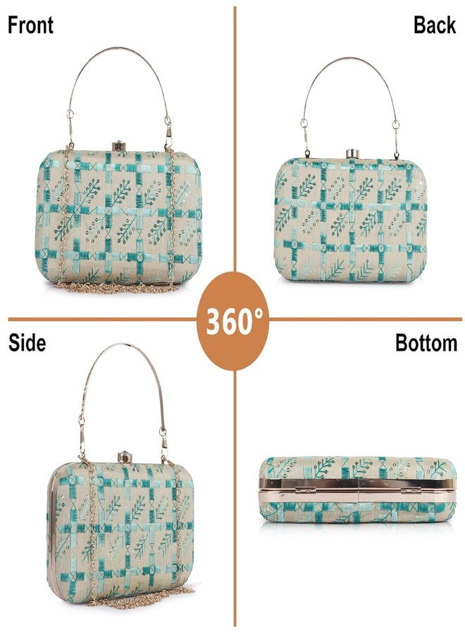 NORVE PU Metal Classy Elegant Embroidery Unique Design Crossbody Side Clutch Purse For Women - Image 4