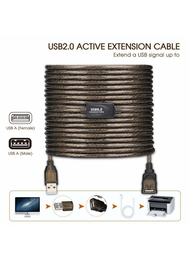 LDKCOK كابل تمديد نشط USB 2.0 نوع A ذكر إلى أنثى عالي السرعة 480 ميجابت في الثانية (50 قدم - 15 متر) - Image 5