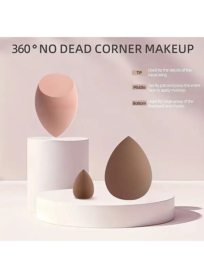 Coffee Dripping Bean Paste Bevel Cut Beauty Makeup Sponge Set 2 4pcs Latex Free Powder Puff For Liquid Cream Foundation - Image 4