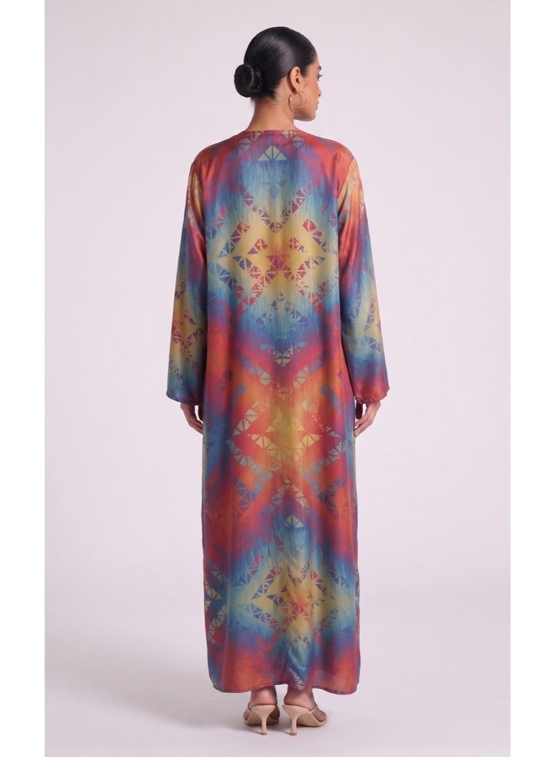 Next Abaya Multicolor Printed Silk Abaya - Image 2