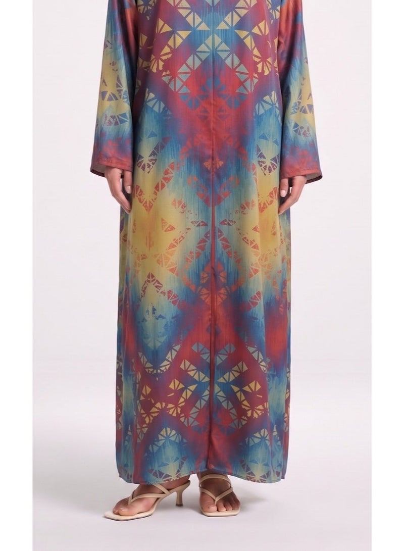 Next Abaya Multicolor Printed Silk Abaya - Image 3