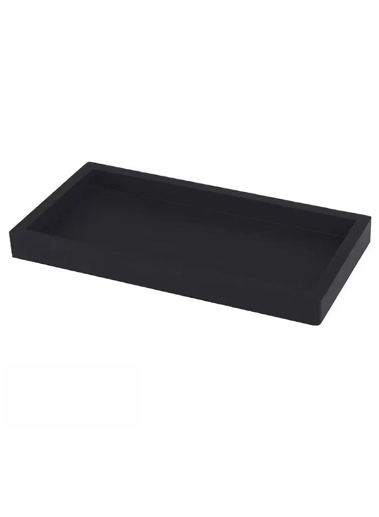 Silicone Sink Tray – Waterproof Kitchen Sponge Holder, Soap Dish u0026 Vanity Organizer | Non-Slip Silicone Storage Tray for Bathroom, Countertop, Makeup u0026 Desk (Black) - Image 1