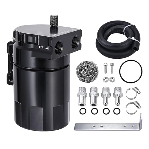 EVIL ENERGY Oil Catch Can, Universal Baffled Catch Can Kit with NBR Fuel Hose, 300ml Aluminum Air Oil Separator Tank for PCV System - Image 1