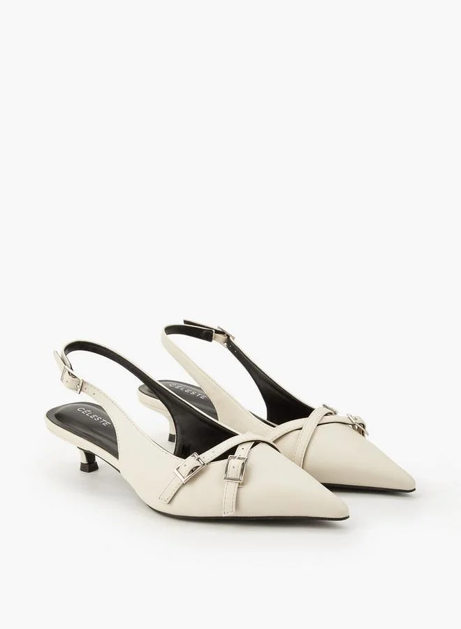 سيليست حذاء نسائي بكعب رفيع وتفاصيل إبزيم