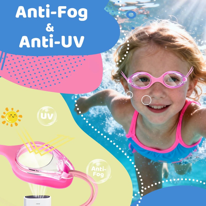 Vvinca Kids Swim Goggles with Bungee Strap No Leaking Anti Fog Toddler Goggles with Quick Adjust Ages 3-14 - Image 4