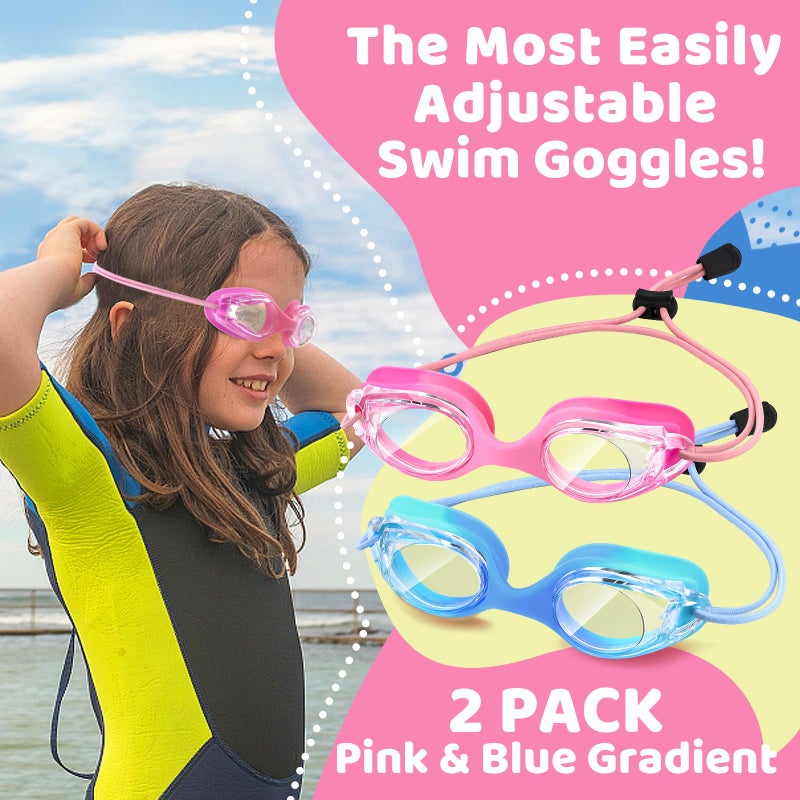 Vvinca Kids Swim Goggles with Bungee Strap No Leaking Anti Fog Toddler Goggles with Quick Adjust Ages 3-14 - Image 2