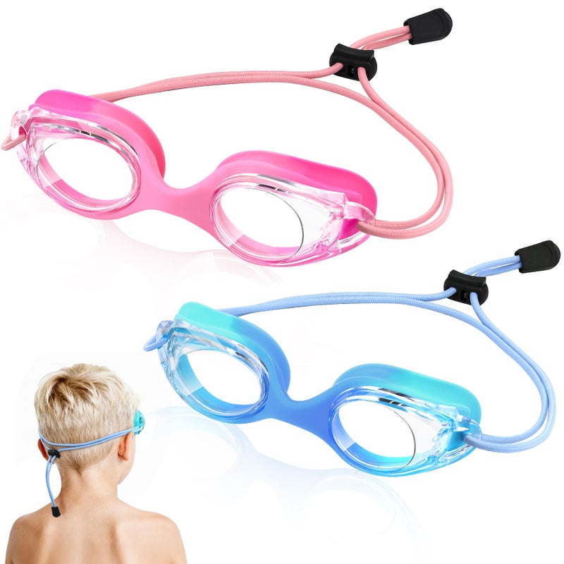 Vvinca Kids Swim Goggles with Bungee Strap No Leaking Anti Fog Toddler Goggles with Quick Adjust Ages 3-14 - Image 1