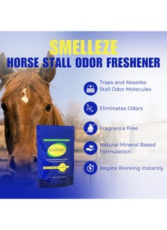 SMELLEZE SMELLEZE Natural Horse Stall Refresher & Odor Eliminator: 2 lb. Granules. Rids Urine & Stool Smell. Keeps Stall Drier. Unscented & Safe  - Image 3