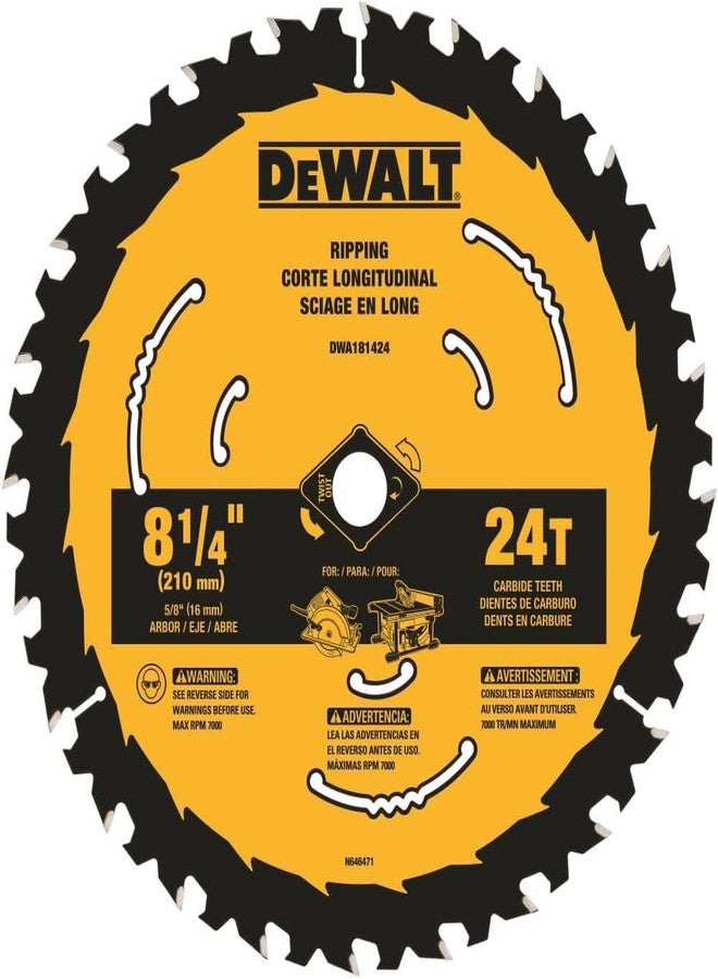 DEWALT Circular Saw Blade, 8 1/4 Inch, 24 Tooth, Framing & Ripping (DWA181424) - Image 1