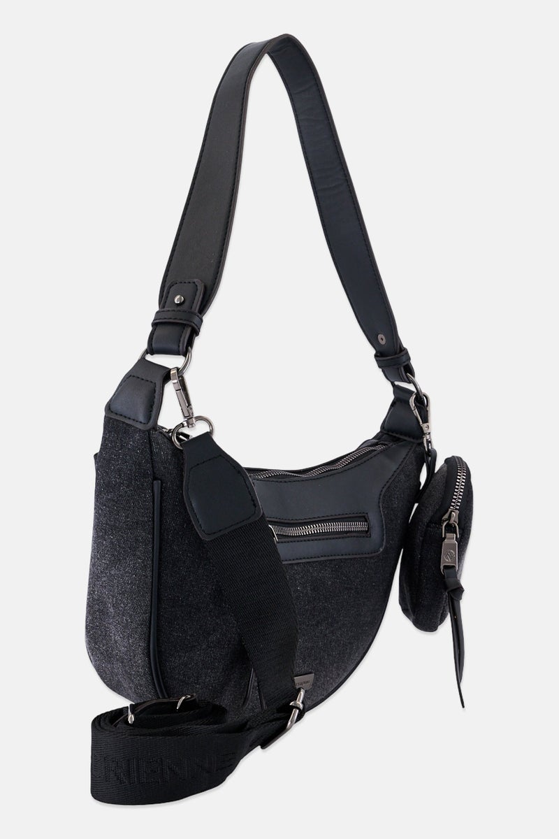 ADRIENNE VITTADINI Women Hardware Logo Cross Body Bag With Removable Pouch, Black - Image 2