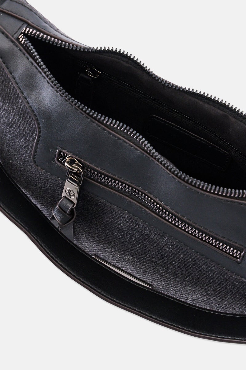 ADRIENNE VITTADINI Women Hardware Logo Cross Body Bag With Removable Pouch, Black - Image 4