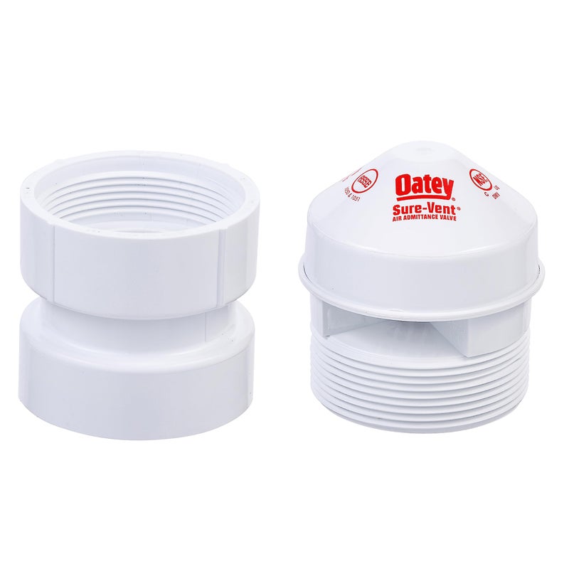 Oatey Sure-Vent 1-1/2 in.â€“2 in. 160 Branch, 24 Stack DFU Air Admittance Valve with White PVC Sch. 40 Adapter - Image 2