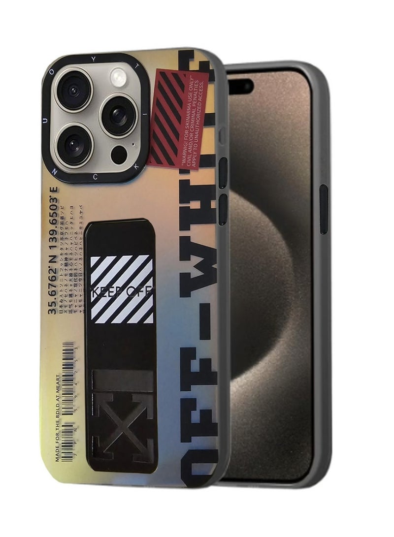 Techie تصميم جمالي باللون الأبيض الفاتح مع غطاء خلفي آمن بمقبض يدوي لهاتف Apple iPhone 15 Pro - متدرج - Image 1