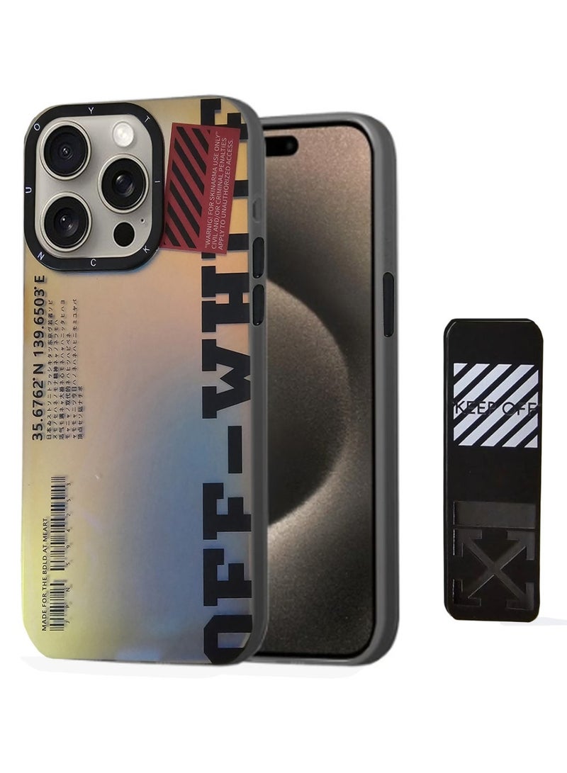 Techie تصميم جمالي باللون الأبيض الفاتح مع غطاء خلفي آمن بمقبض يدوي لهاتف Apple iPhone 15 Pro - متدرج - Image 3