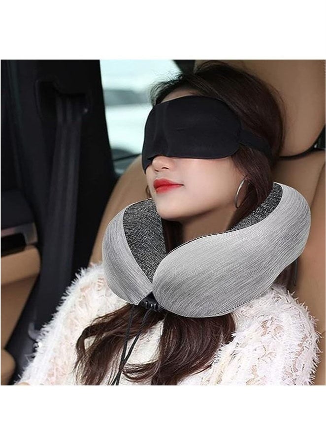 كِينْسُون وسادة سفر 100٪ وسادة ميموري فوم ، وسادة رقبة للطائرة ، وسادة دعم الرقبة والرأس للراحة أثناء النوم والسيارة ، مجموعة وسائد السفر مع حقيبة تخزين ، قناع نوم وسدادات أذن (رمادي) - Image 5