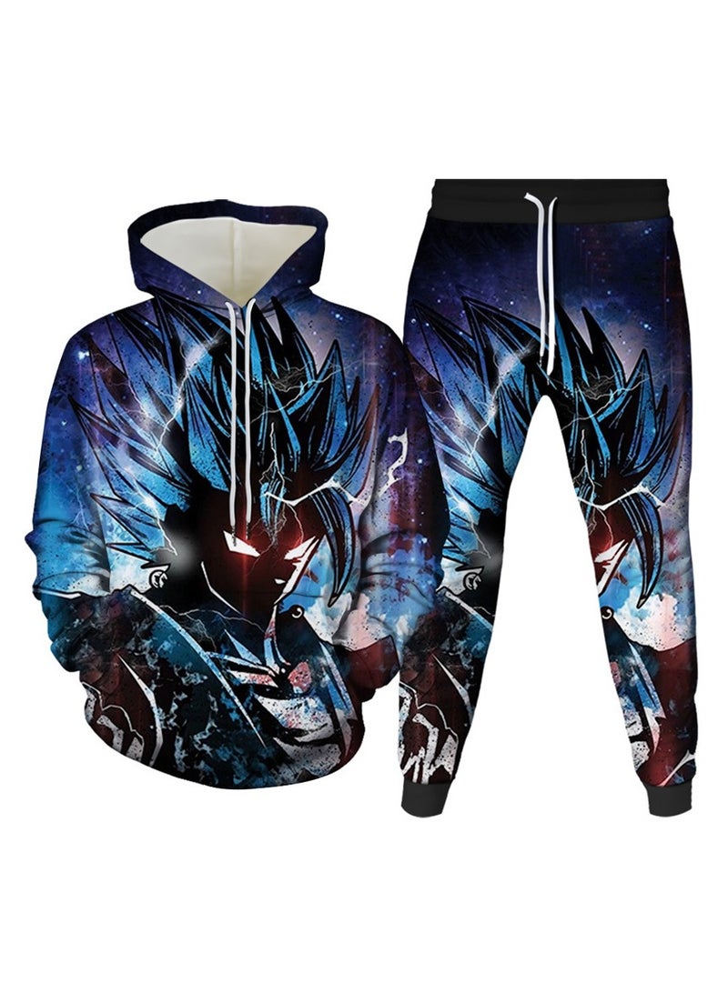 KUYING New Dragon Ball Print Hooded Pullover Ankle Binding Pants Sports Two-Piece Set  - Image 1