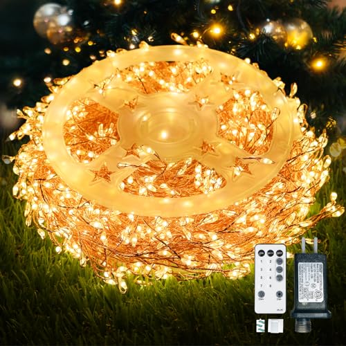 DAILY ART Dailyart Fairy Lights Plug in, 1000 Led Fairy Lights with Remote 75Ft Super Long Warm with Timer Small Twinkle Light Waterproof String Light for Bedroom Outdoor Indoor,Gold Wire - Image 1