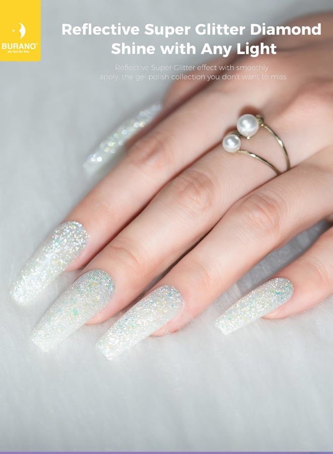 BURANO Reflective UV Gel Nail Polish, Gel Colours for Nails 7.3 ml Glitter Nail Gel, UV Glitter Nail Polish Glitter Nail Polish Gel Nails Metallic Mirror Effect (YH11) - Image 3