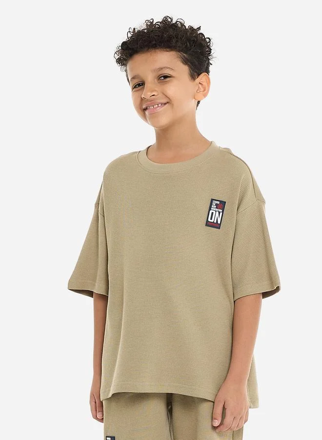 victor and jane Victor And Jane Boys Textured Oversized T-Shirt and Shorts Set