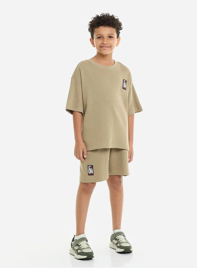 victor and jane Victor And Jane Boys Textured Oversized T-Shirt and Shorts Set