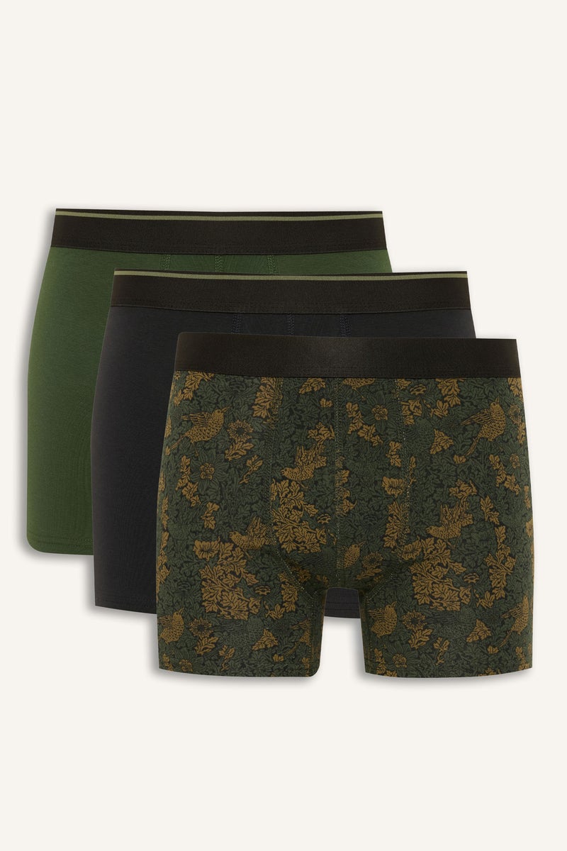 DeFacto Green Man Regular Fit Floral 3 Piece Boxers Casual - Image 1