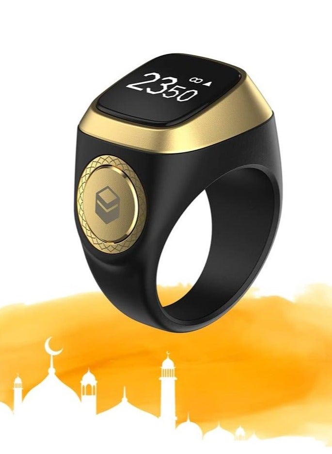 iQIBLA Iqibla Smart Tasbih Zikr Ring Muslim Prayer Prayer timing reminder OLED display Tasbih Counter Smart Ring Wearable Black 20mm USB  - Image 1