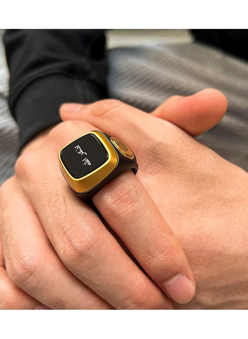 iQIBLA Iqibla Smart Tasbih Zikr Ring Muslim Prayer Prayer timing reminder OLED display Tasbih Counter Smart Ring Wearable Black 20mm USB  - Image 4