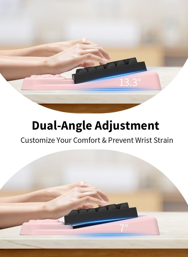 abc.mat 3-in-1 Ergonomic Keyboard Stand with Wrist Rest & Mouse Pad Set, Comfy Keyboard Riser Holder Soft Mousepad with Massage Design, Memory Foam and Non-Slip PU Base for Pain Relief, Pink - Image 3