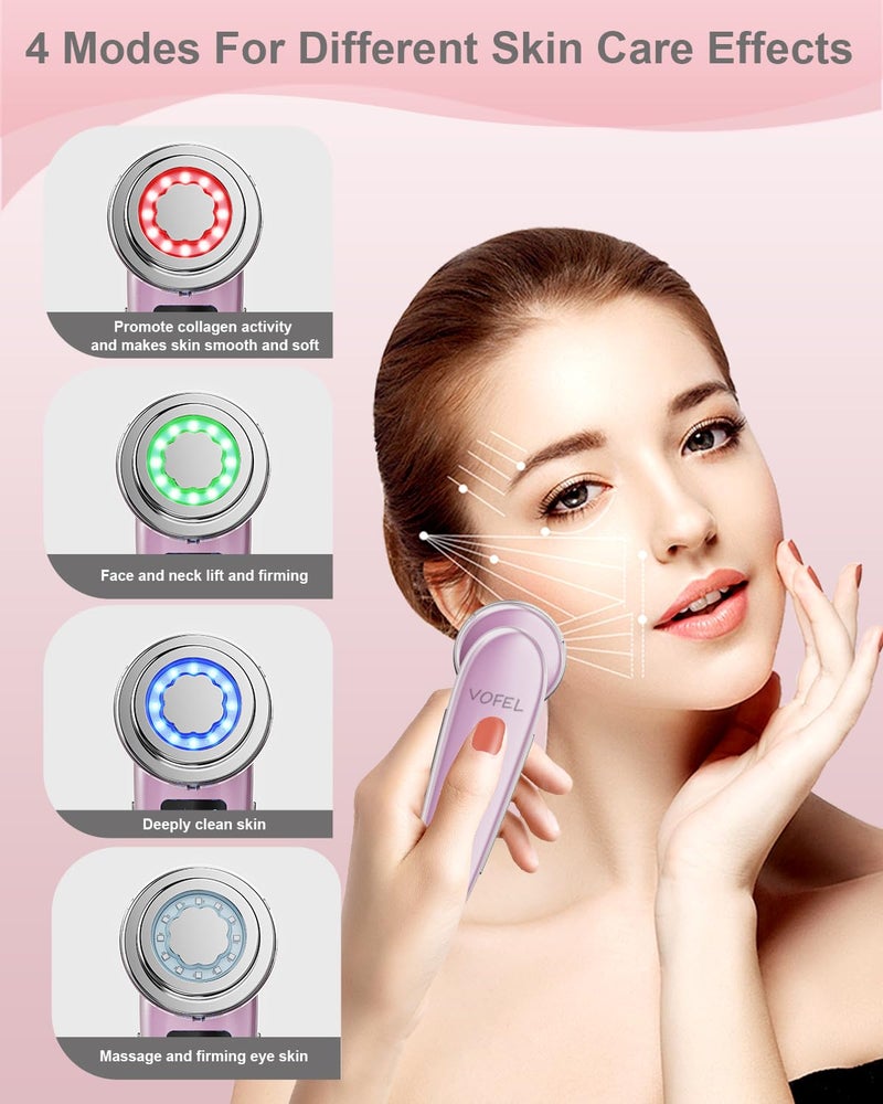 VOFEL Face Massager Electric Face Lifting 4 in 1 Facial Massager Anti Aging Skin Tightening Firming Skin Care Tools (Pink2) - Image 2