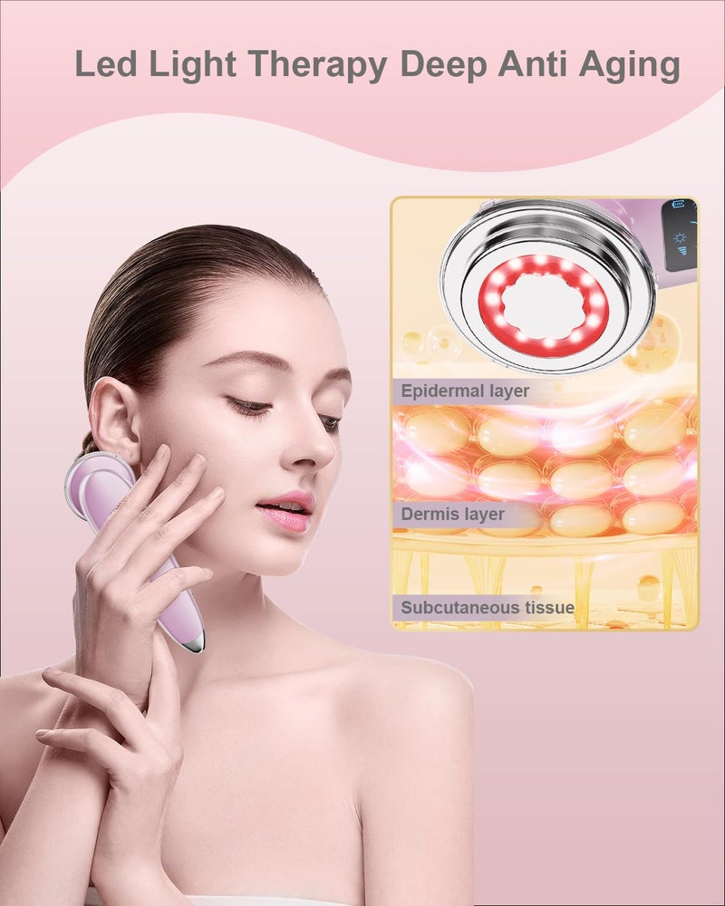 VOFEL Face Massager Electric Face Lifting 4 in 1 Facial Massager Anti Aging Skin Tightening Firming Skin Care Tools (Pink2) - Image 3