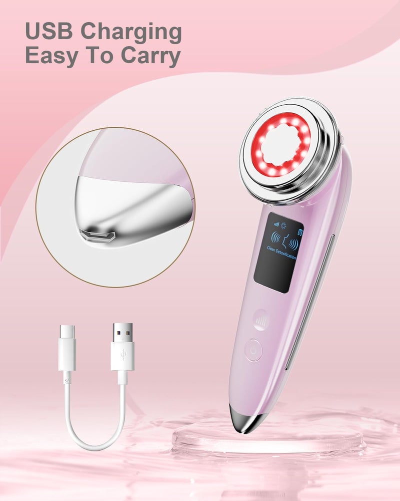 VOFEL Face Massager Electric Face Lifting 4 in 1 Facial Massager Anti Aging Skin Tightening Firming Skin Care Tools (Pink2) - Image 5