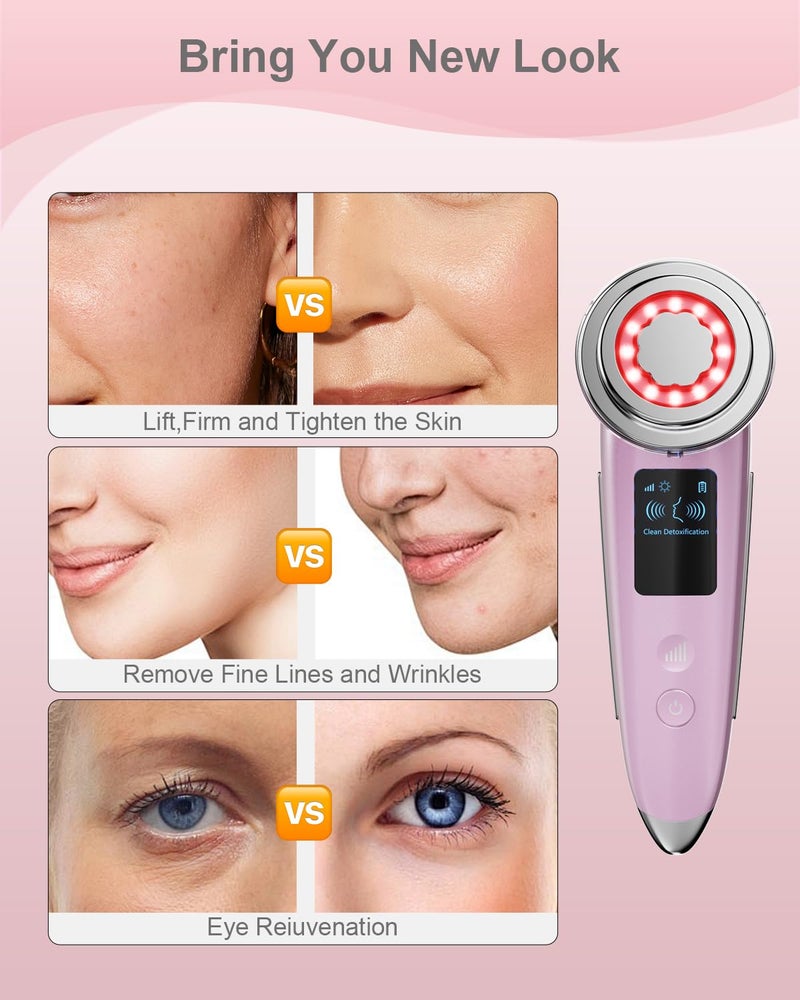 VOFEL Face Massager Electric Face Lifting 4 in 1 Facial Massager Anti Aging Skin Tightening Firming Skin Care Tools (Pink2) - Image 4