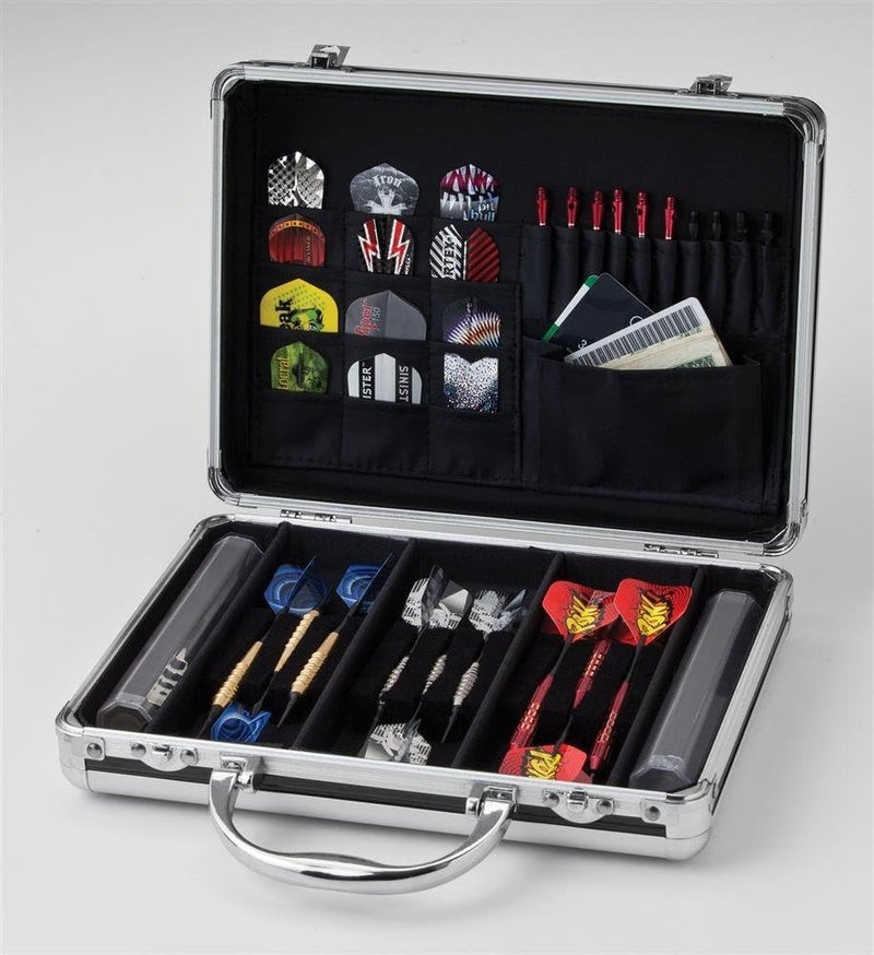 CASEMASTER Legion Aluminum Dart Case Holds 9 Steel Tip and Soft Tip Darts with Extra Space to Keep Flights in Shape, and Numerous Pockets and Tubes for Storage of Accessories,Black - Image 3