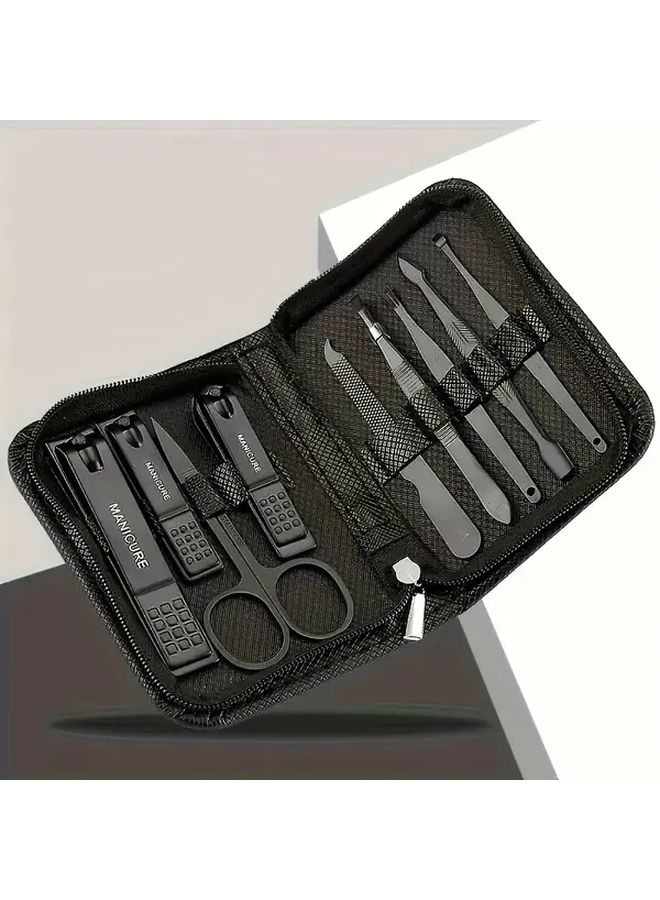 مجموعة مقصات أظافر من الفولاذ المقاوم للصدأ الأسود بمقبض مضاد للانزلاق - أداة مانيكير متينة - Image 3