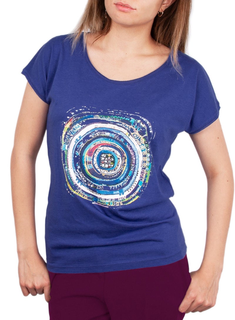Biggdesign Ethnic Motif Nazar Women's T-Shirt, Cotton Material, Authentic T-Shirt, Size M  - Image 1