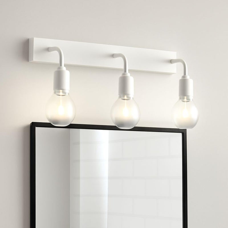 Modern 3-Light Bathroom Vanity Light Fixture, White Wall Mount-Without bulbs