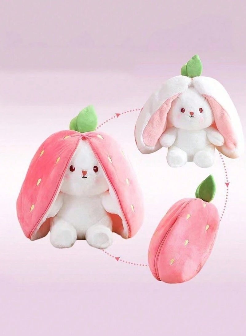 Stuffed rabbit doll with strawberry design - Image 3