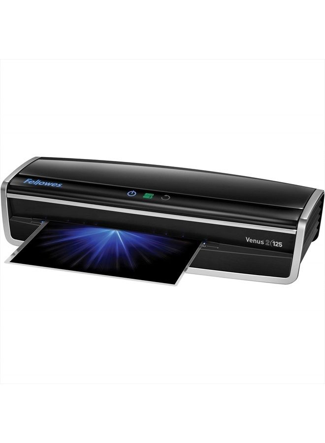 Fellowes آلة تغليف لاميناتور فينوس 2 125، تسخين سريع خلال 30-60 ثانية، مع مجموعة أكياس التغليف (5734801)، أسود، فضي، 5.1" × 21.3" × 8.2" - Image 1