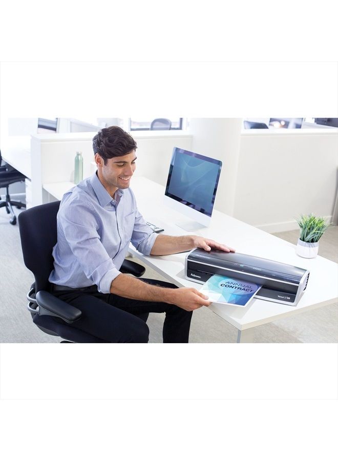 Fellowes آلة تغليف لاميناتور فينوس 2 125، تسخين سريع خلال 30-60 ثانية، مع مجموعة أكياس التغليف (5734801)، أسود، فضي، 5.1" × 21.3" × 8.2" - Image 5