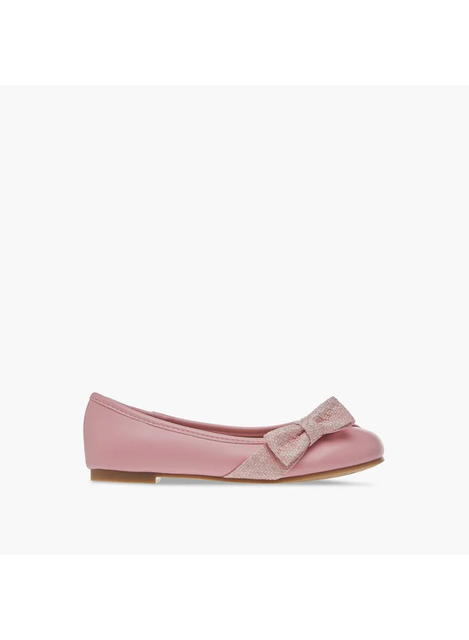 Little Missy Girls Bow Accent Slip-On Ballerina Shoes