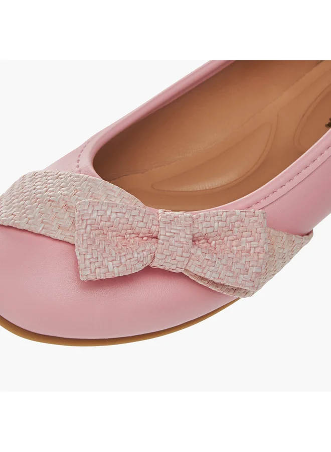 Little Missy Girls Bow Accent Slip-On Ballerina Shoes