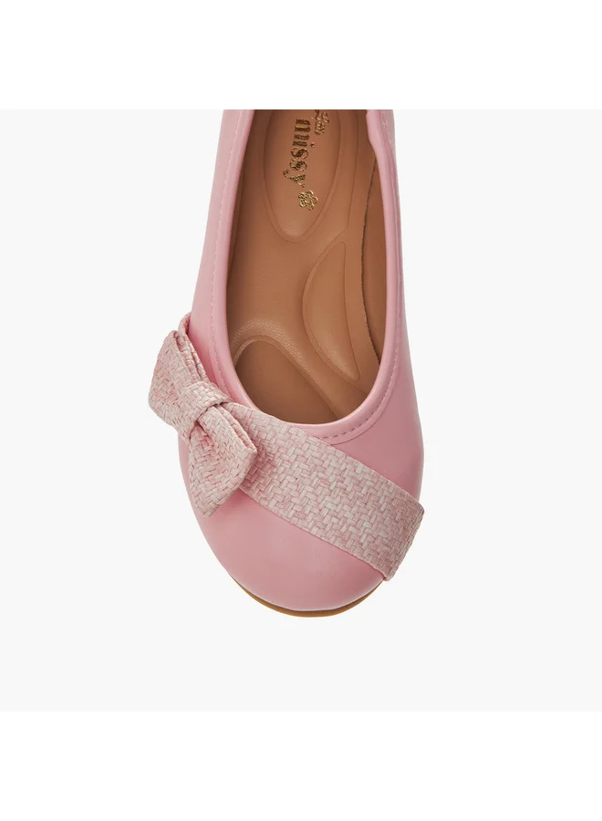 Little Missy Girls Bow Accent Slip-On Ballerina Shoes