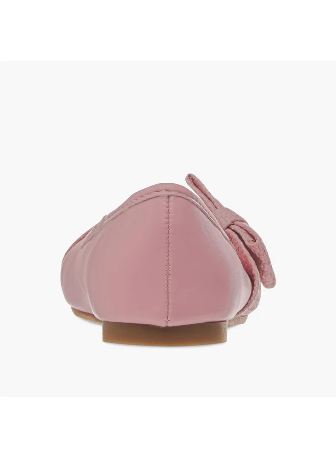 Little Missy Girls Bow Accent Slip-On Ballerina Shoes