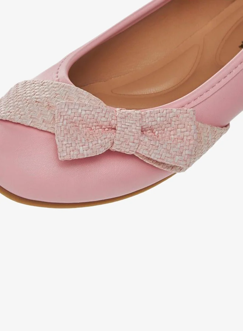 Little Missy Pink Bow Accent Slip-On Ballerina Shoes for Women | Best Price UAE