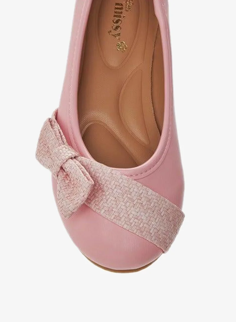 Little Missy Pink Bow Accent Slip-On Ballerina Shoes for Women | Best Price UAE