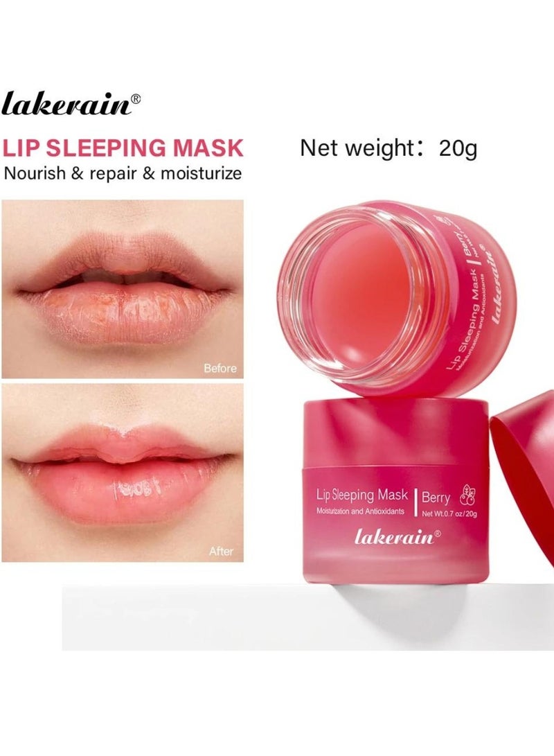 lakerain قناع الشفاه أثناء النوم قناع الشفاه بالتوت الليلي قناع الشفاه المرطب ومعزز الكولاجين بلسم الشفاه لإصلاح الشفاه ليلاً ونهارًا لتحسين الجفاف وتشقق الشفاه مقشر الشفاه بلسم الشفاه الملون بزيت تكبير الشفاه 02 - Image 3