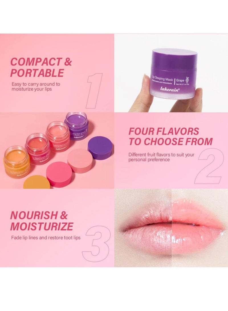 lakerain قناع الشفاه أثناء النوم قناع الشفاه بالتوت الليلي قناع الشفاه المرطب ومعزز الكولاجين بلسم الشفاه لإصلاح الشفاه ليلاً ونهارًا لتحسين الجفاف وتشقق الشفاه مقشر الشفاه بلسم الشفاه الملون بزيت تكبير الشفاه 02 - Image 4