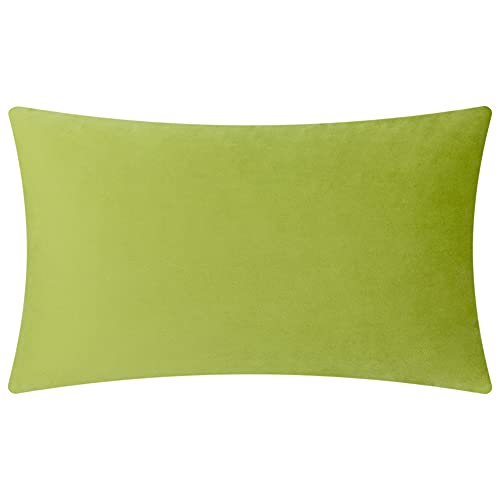 KINGROSE 3D Flower Throw Pillow Cover Floral Decorative Pillowcase Soft Cushion Cover for Bed Couch Sofa Living Room 12 x 20 Inches Velvet Green - Image 2